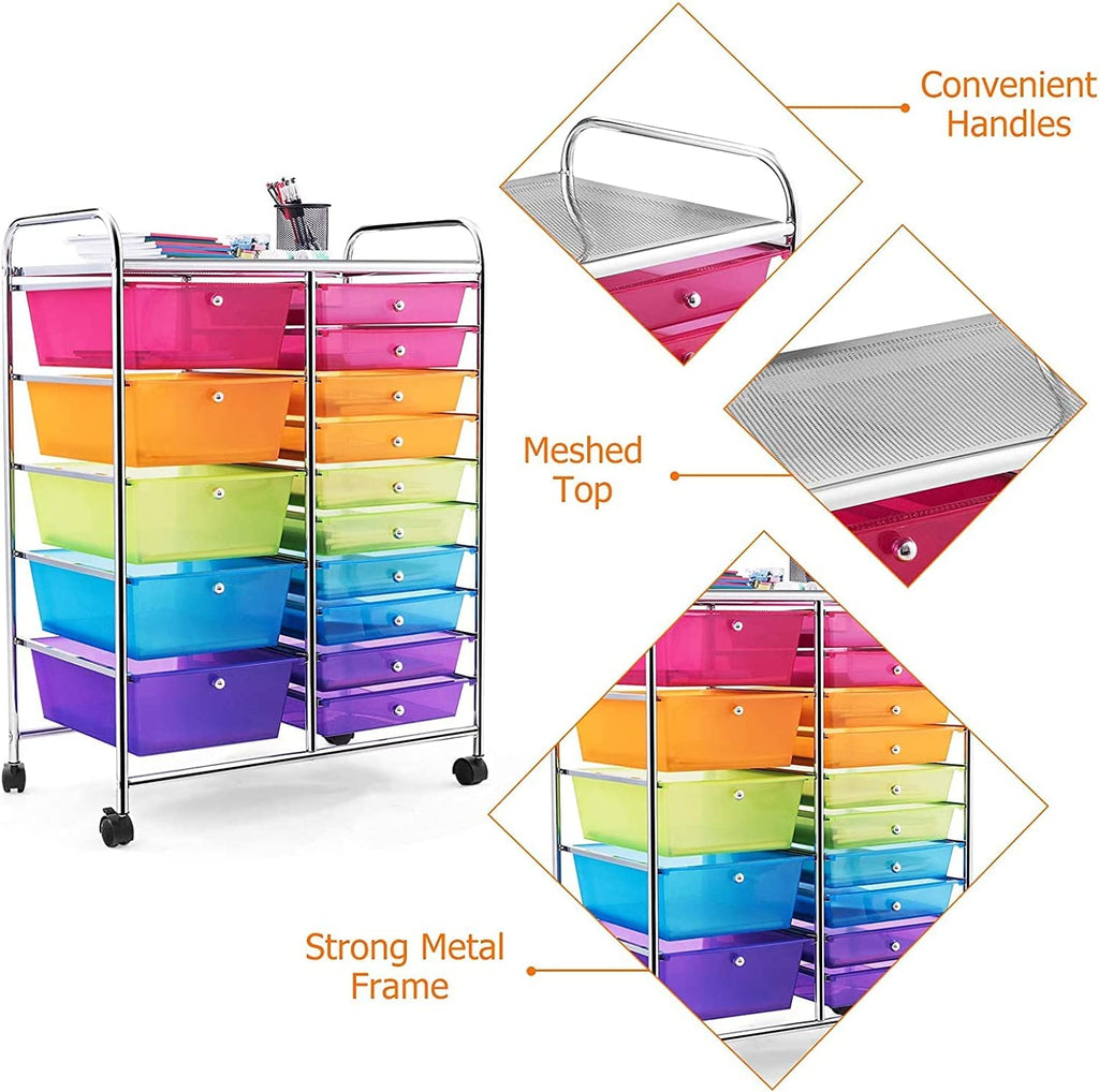 15 Drawer Rolling Storage Cart with Wheels O62083