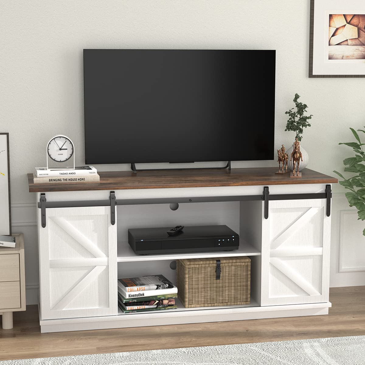 Bright White TV Stand for 65 Inch TV V36872
