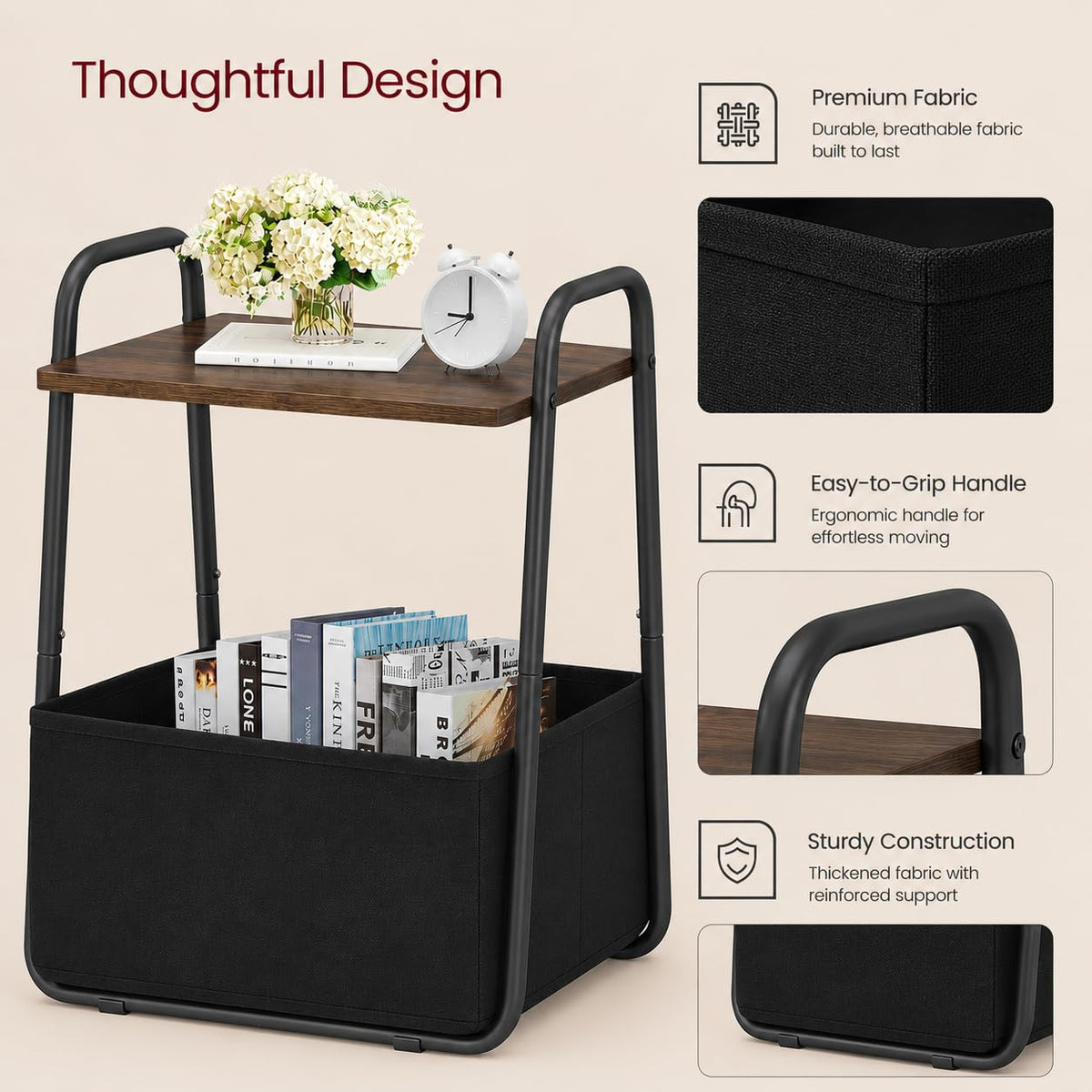 Small Storage Side Table with Metal Frame B769