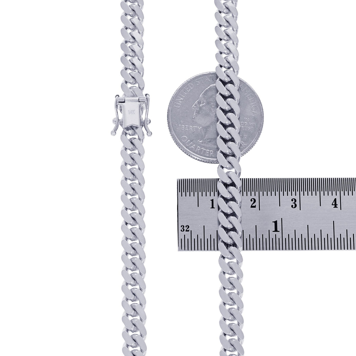 14k White Gold 6mm Chain Necklace K835