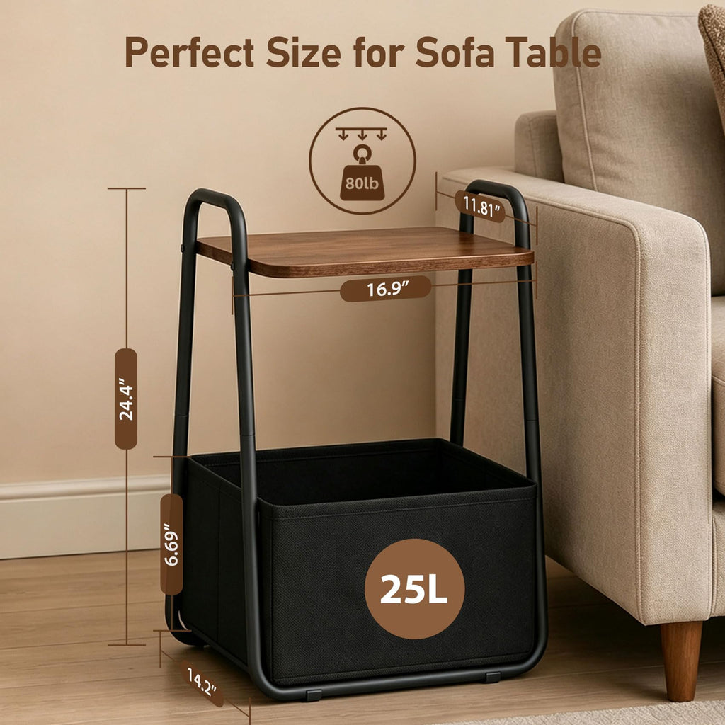 Small Storage Side Table with Metal Frame B769