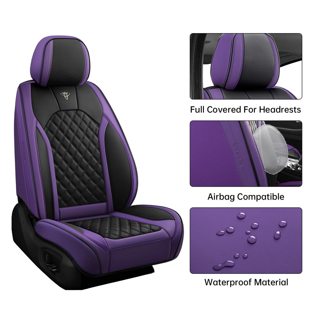 Purple Black Leather Car Seat Covers Full Set K891473