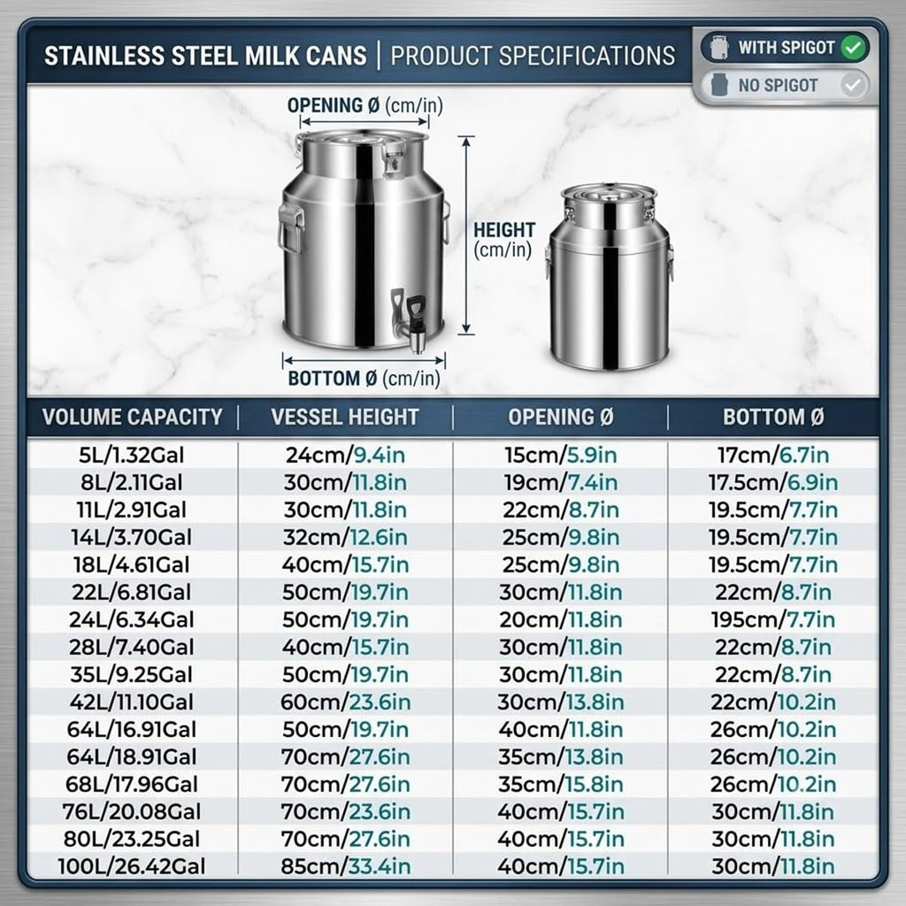 Food Grade Stainless Steel Milk Can with Sealed Lid Y5264