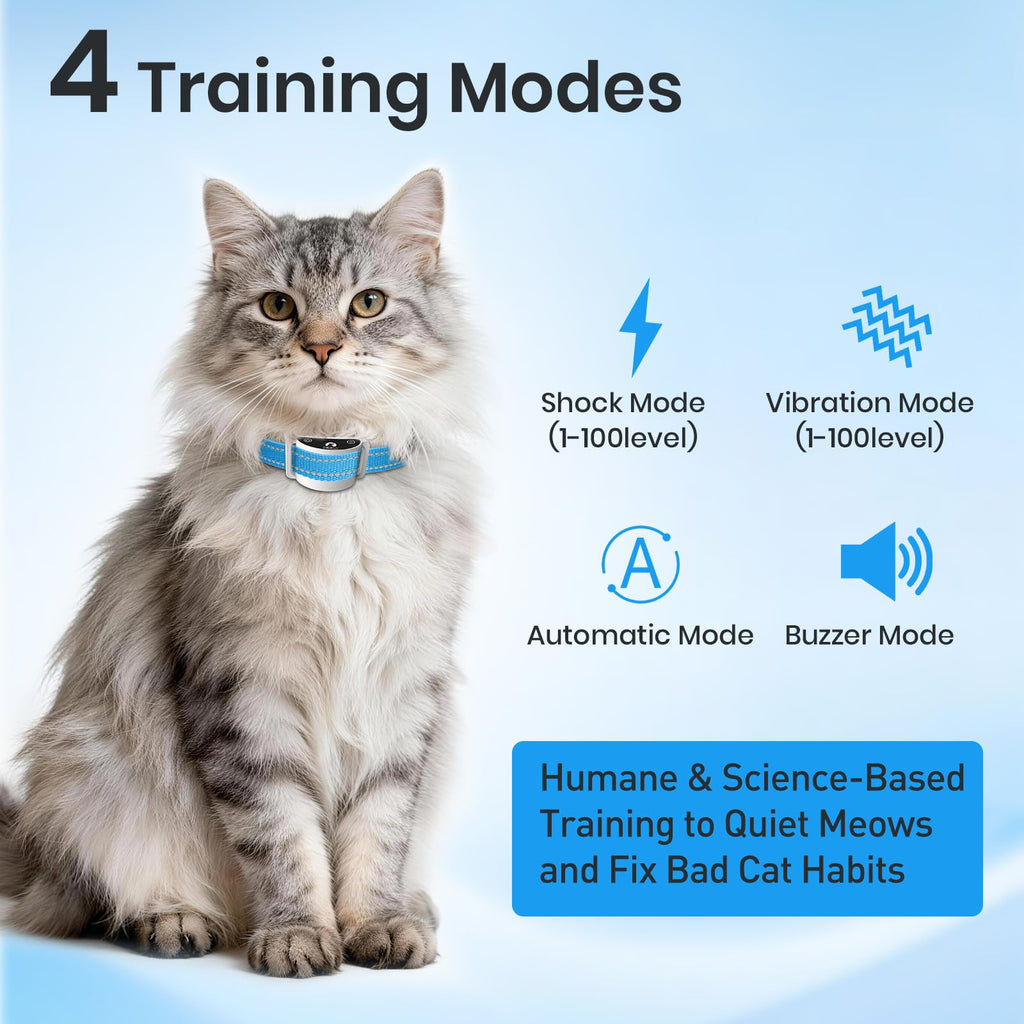 Lightweight Cat Training Collar with Remote, 4 Modes, IP67 Waterproof, Rechargeable U7328