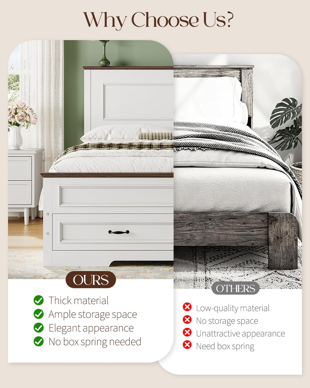 Full Size Platform Bed Frame with Headboard T36476