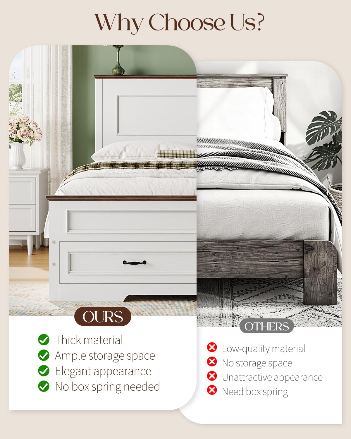 Full Size Platform Bed Frame with Headboard T36476