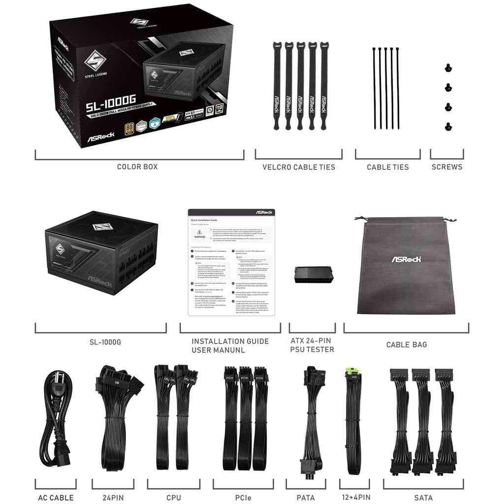 1000W 80 Plus Gold Full Modular Power Supply H101304