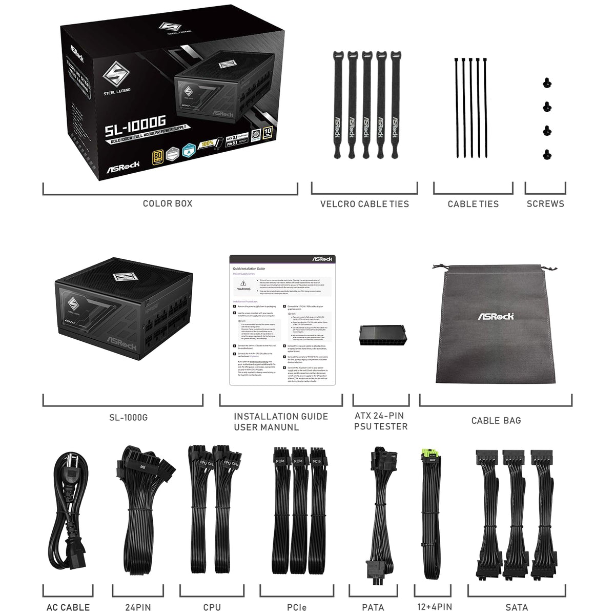 1000W 80 Plus Gold Full Modular Power Supply H101304