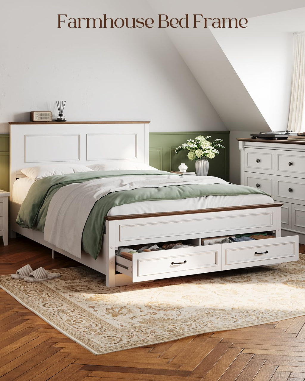 Full Size Platform Bed Frame with Headboard T36476