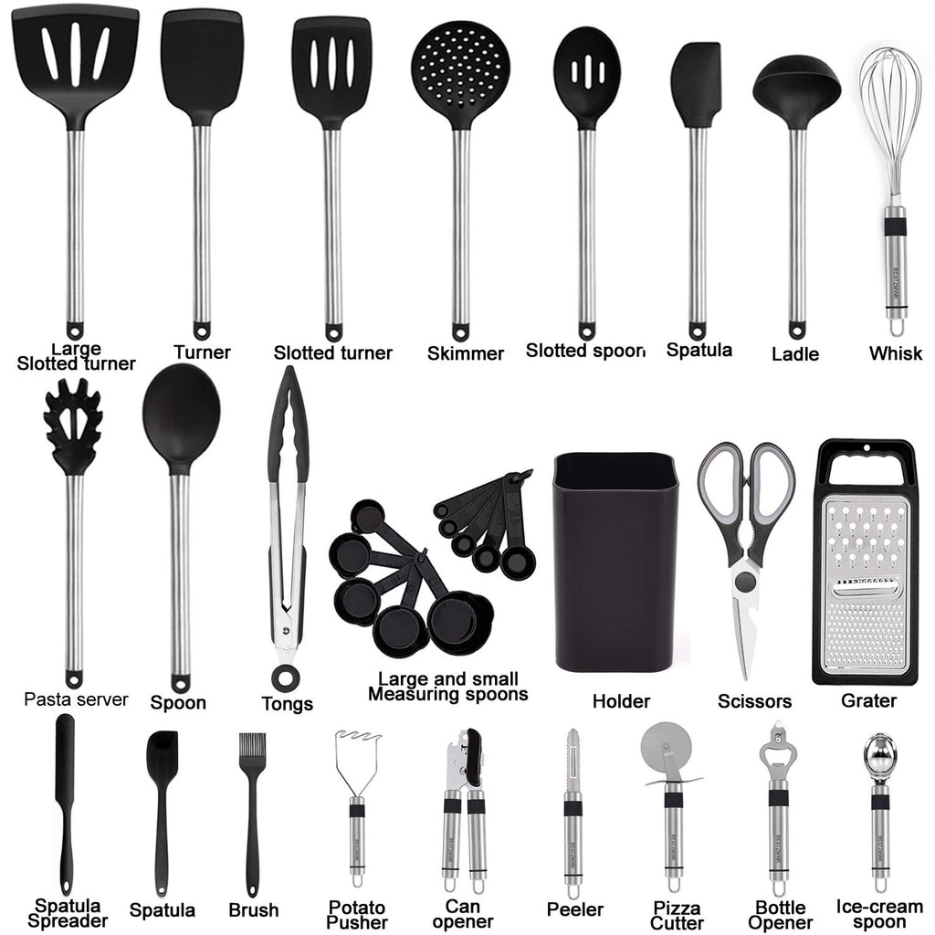 Silicone and Stainless Steel Kitchen Utensil Set O265471