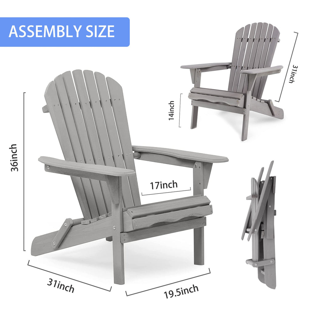 Wooden Folding Adirondack Chair Set of 2 Solid Cedar B942