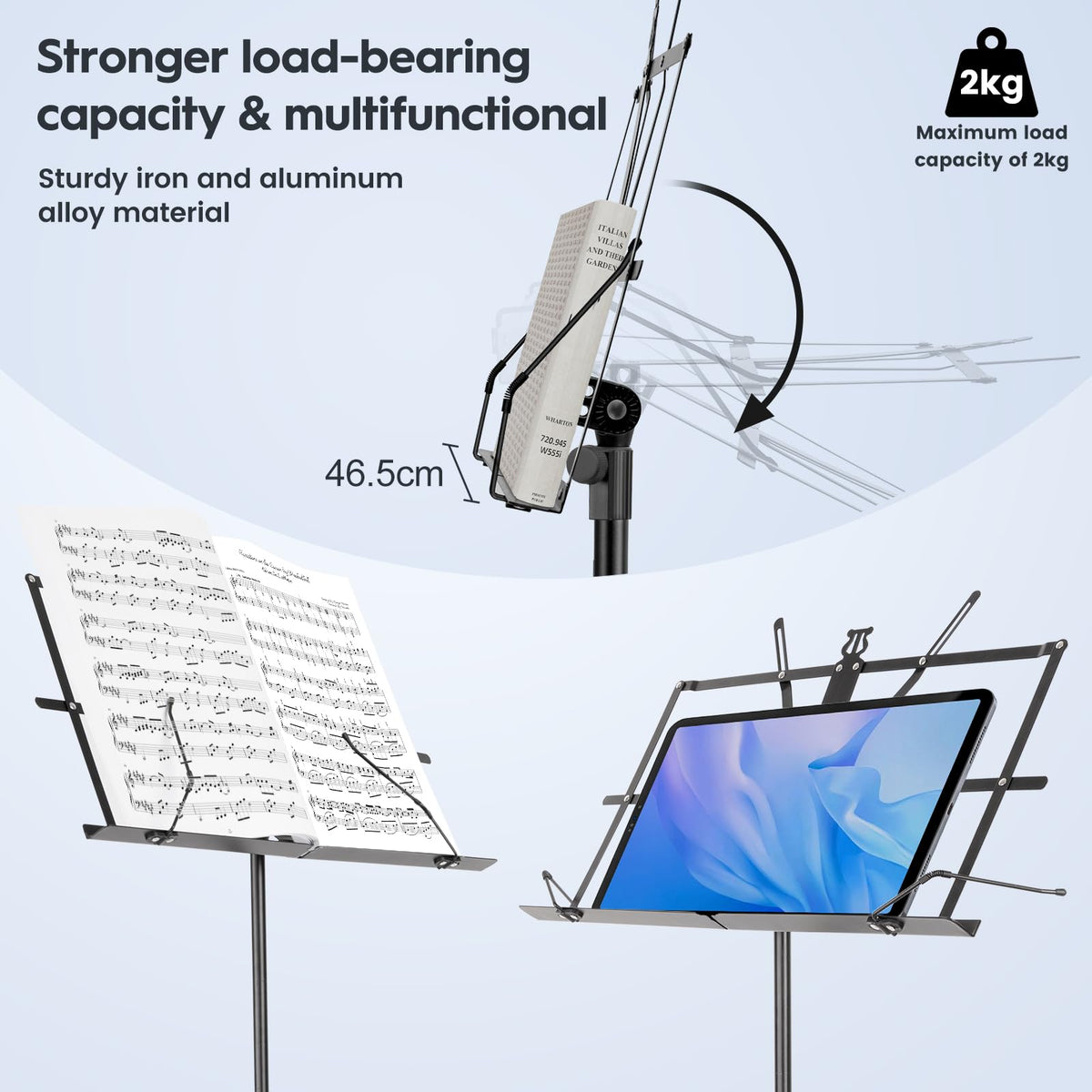 Black Adjustable Metal Music Stand with Carrying Bag X35712