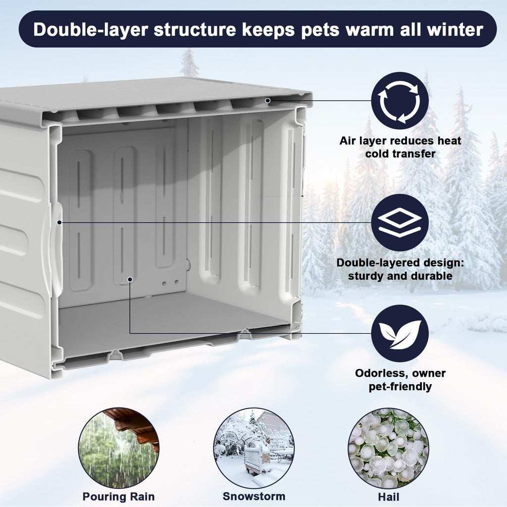 Heated Cat House with Safety Escape Doors and Heating Pads L4771