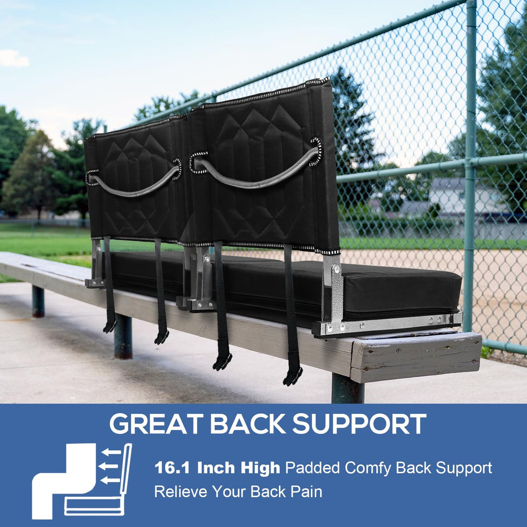 Padded Bleacher Chair Cushion with Backrest, 1 Pack, Black B897