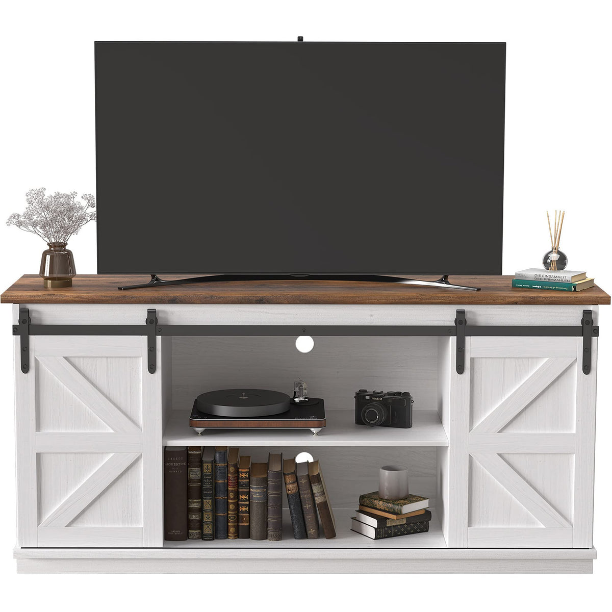 Bright White TV Stand for 65 Inch TV V36872