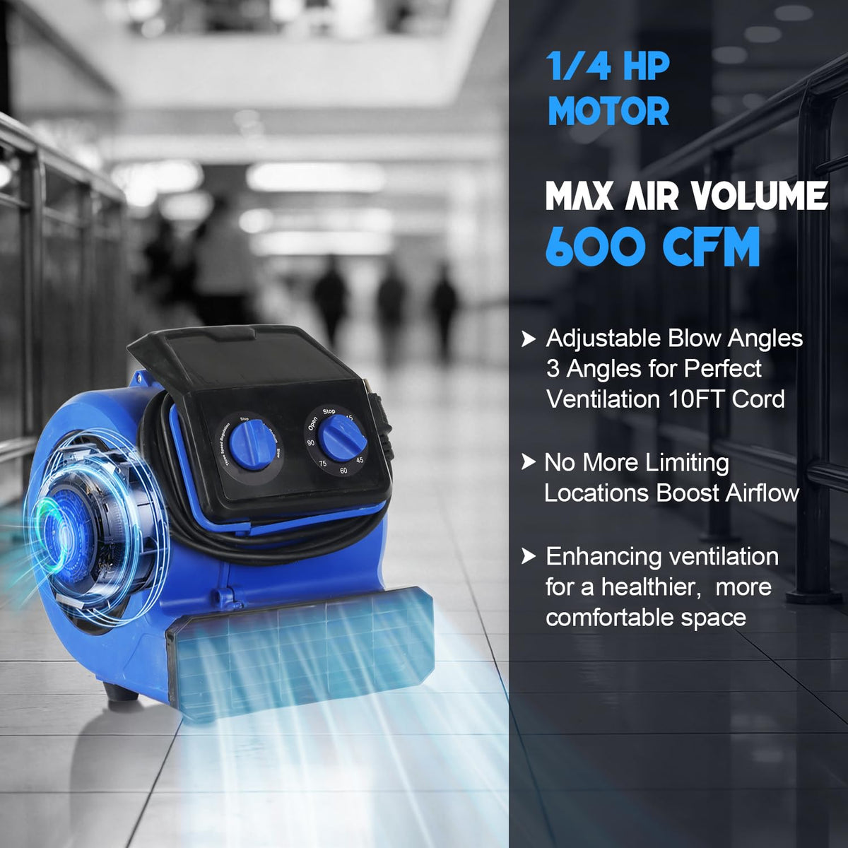 1/4HP 600CFM 3 Speeds Air Mover Fan X493