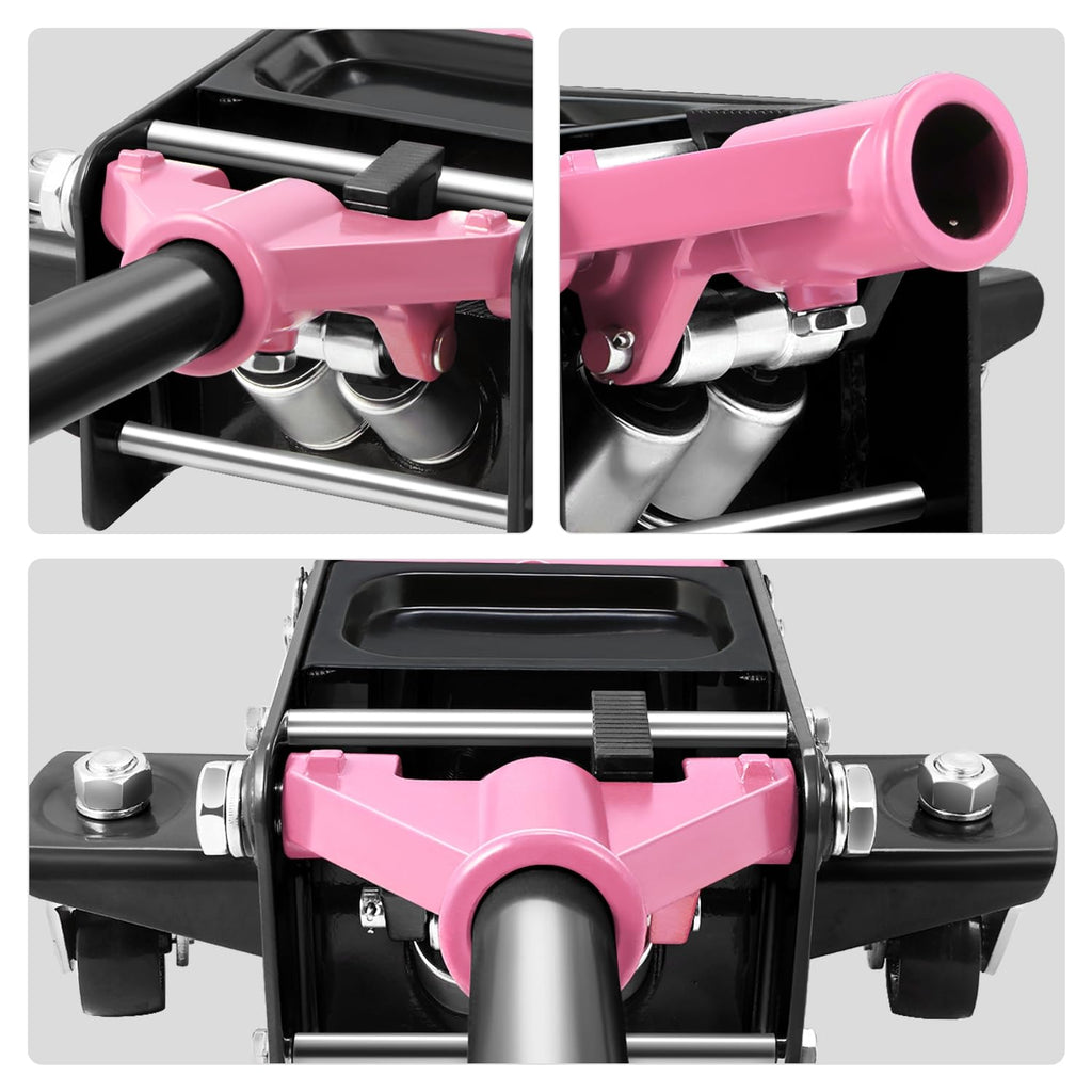 Low Profile Hydraulic Trolley Floor Jack 3 Ton Pink V413