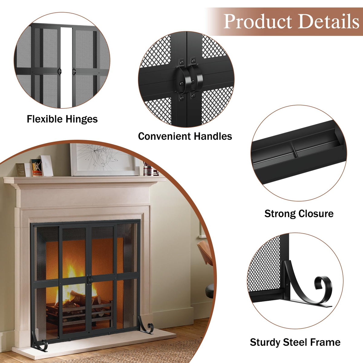 Fireplace Screen with Sliding Doors D542356