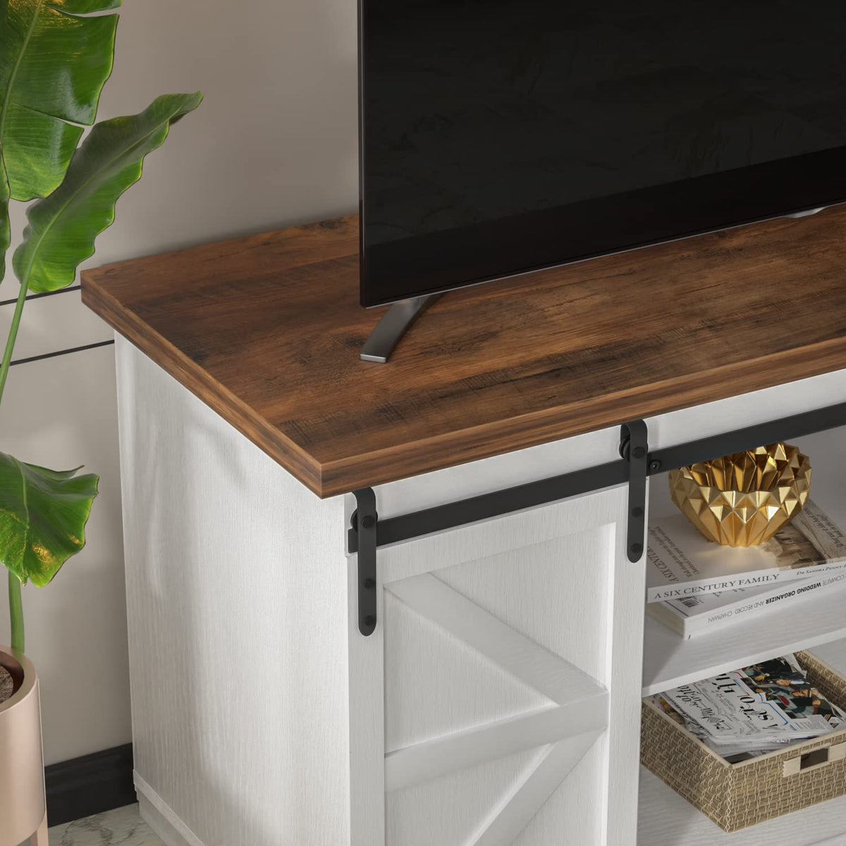 Bright White TV Stand for 65 Inch TV V36872