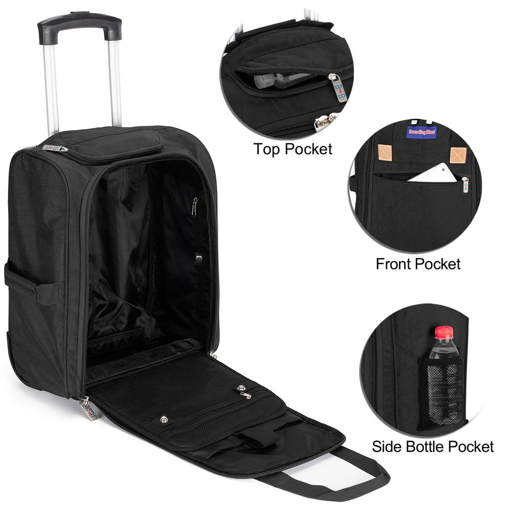 17x13x8 Inches Rolling Underseat Travel Bag Black U656086