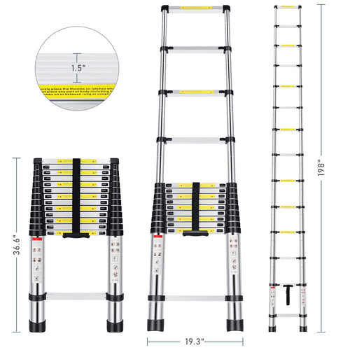 16.5FT Aluminum Telescoping Ladder 330 lbs V968