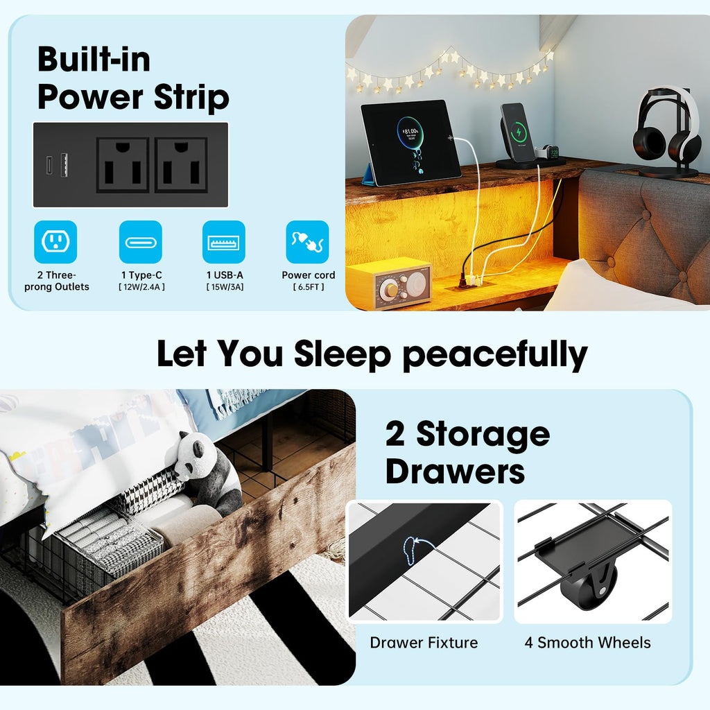 Twin Size Corner Bed Frame with Storage Bookcase E684
