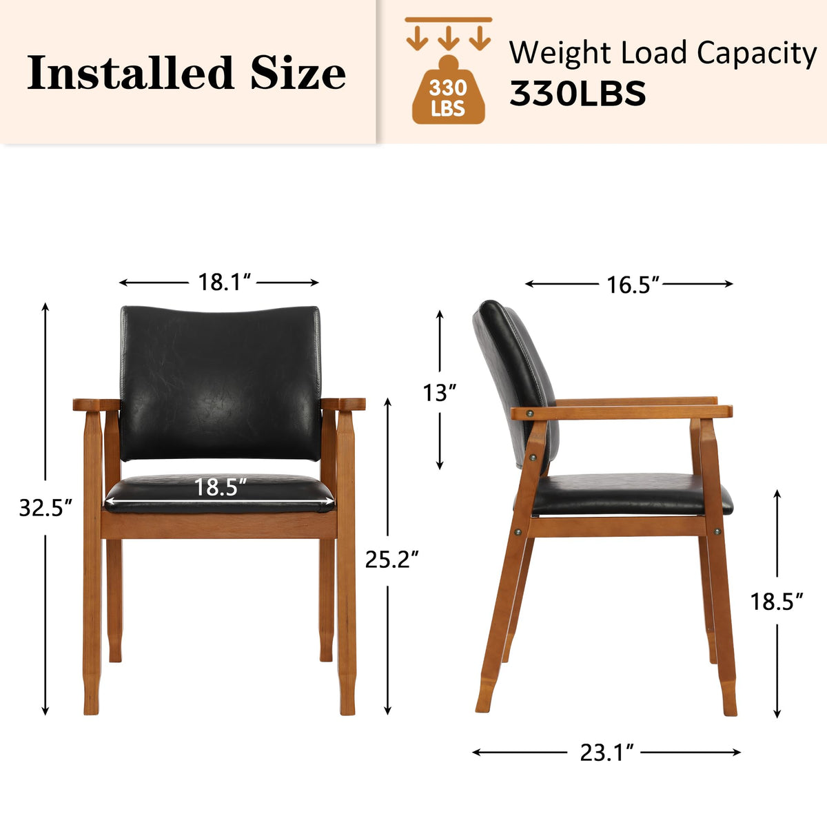 Black PU Leather Dining Chairs Set of 4 M59455