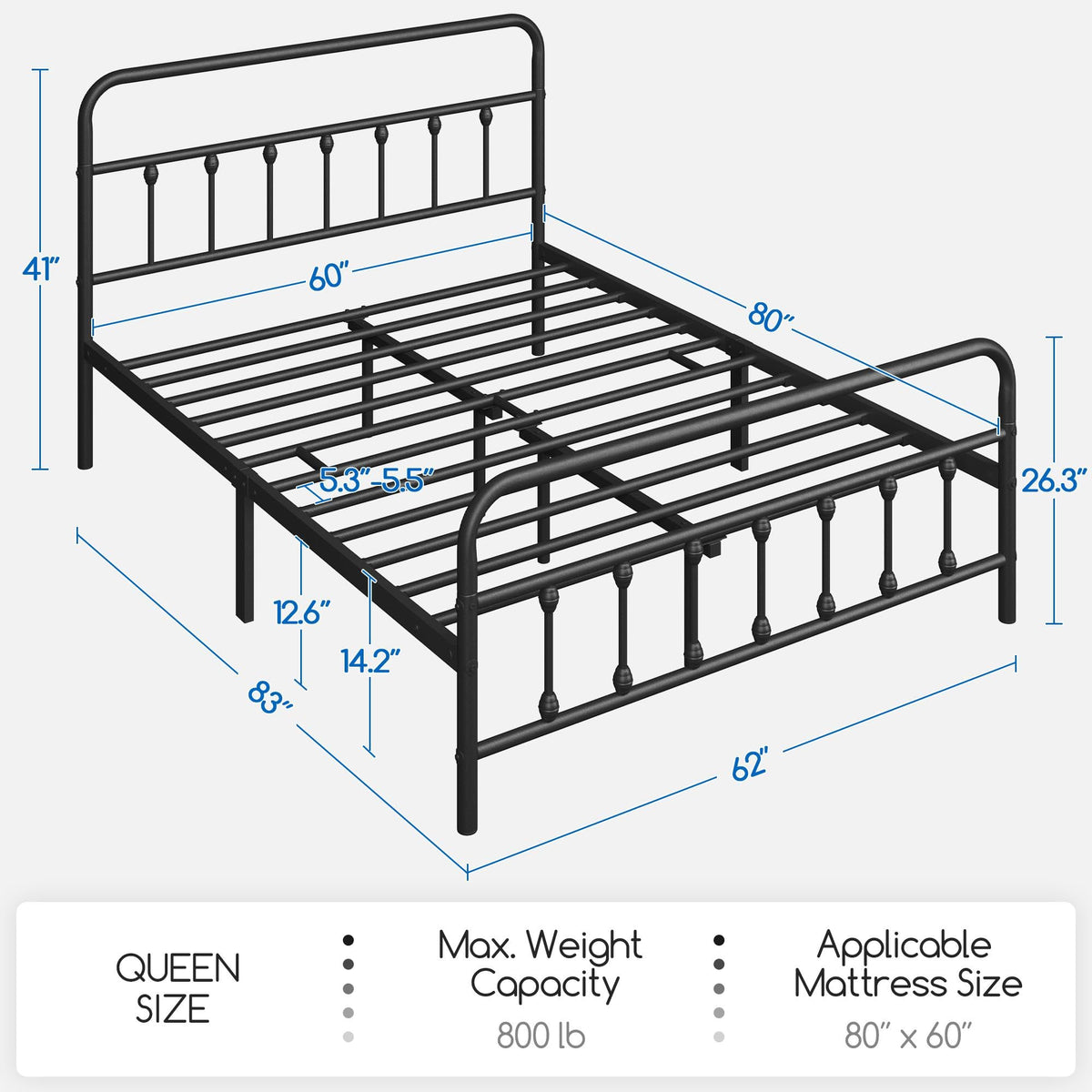 Queen Metal Platform Bed Frame R395