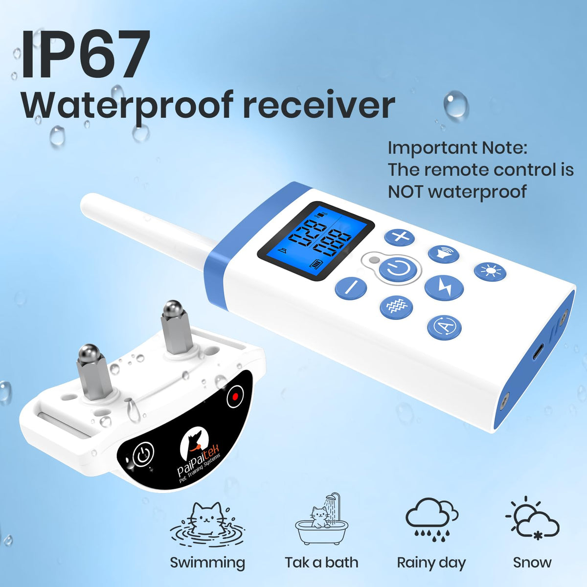 Lightweight Cat Training Collar with Remote, 4 Modes, IP67 Waterproof, Rechargeable U7328