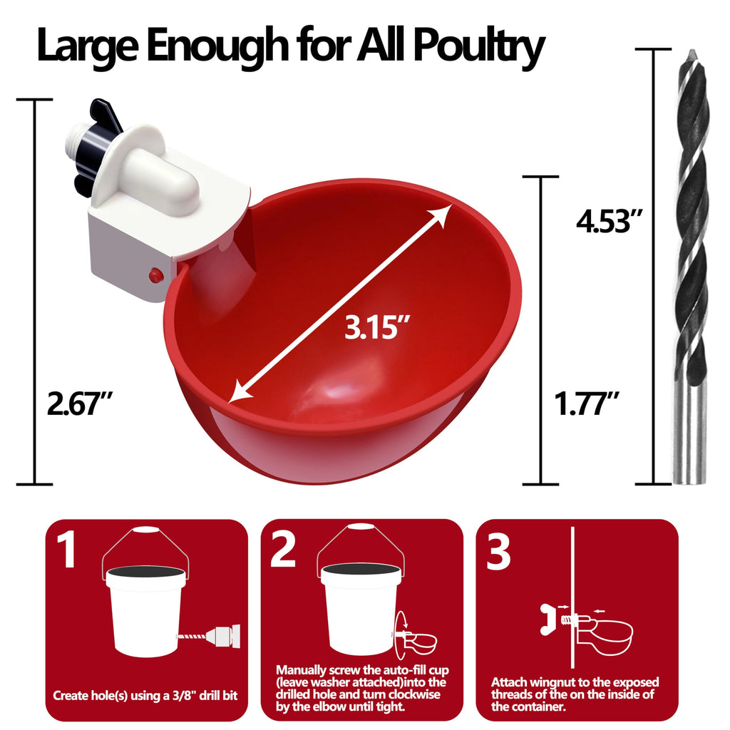 16 Pack Poultry Waterer Cups with Mounting Hole Opener D137