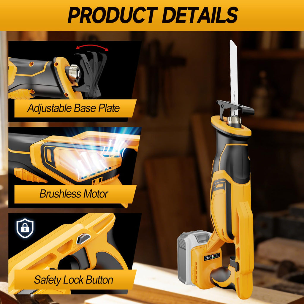 Cordless Brushless Reciprocating Saw with 8 Blades J93646