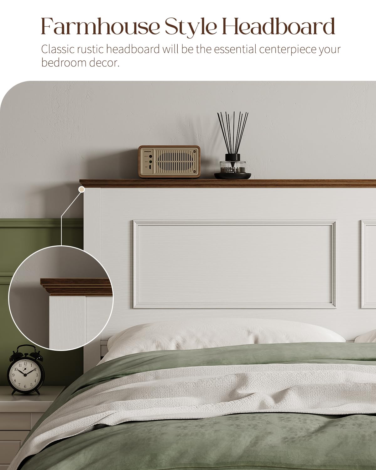 Full Size Platform Bed Frame with Headboard T36476
