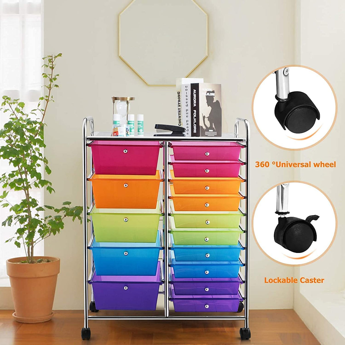 15 Drawer Rolling Storage Cart with Wheels O62083