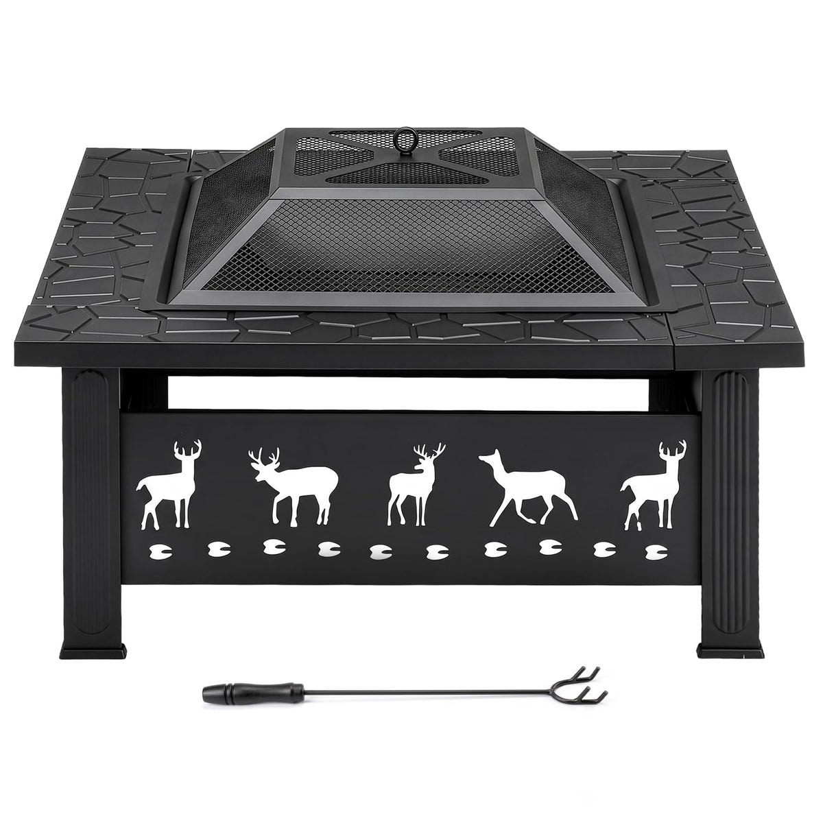 32 Inch Black Wrought Iron Wood Burning Fire Pit G14108