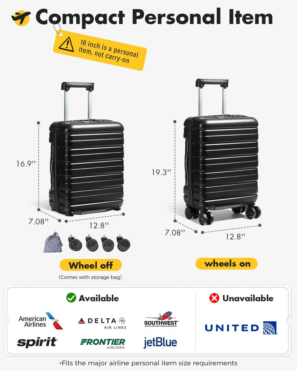16 Inch Underseat Carry On Luggage G7638