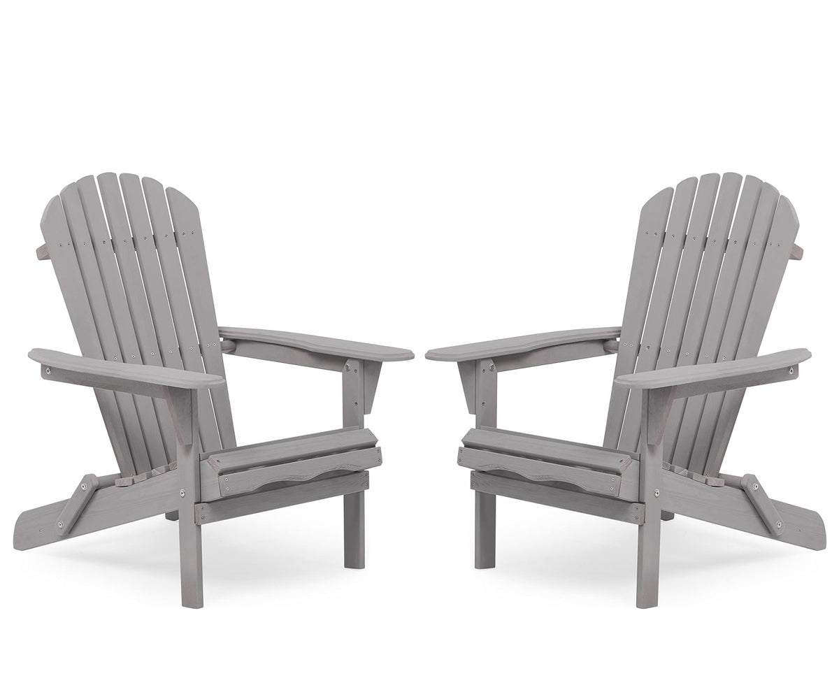 Wooden Folding Adirondack Chair Set of 2 Solid Cedar B942