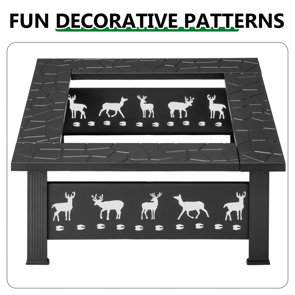 32 Inch Black Wrought Iron Wood Burning Fire Pit G14108