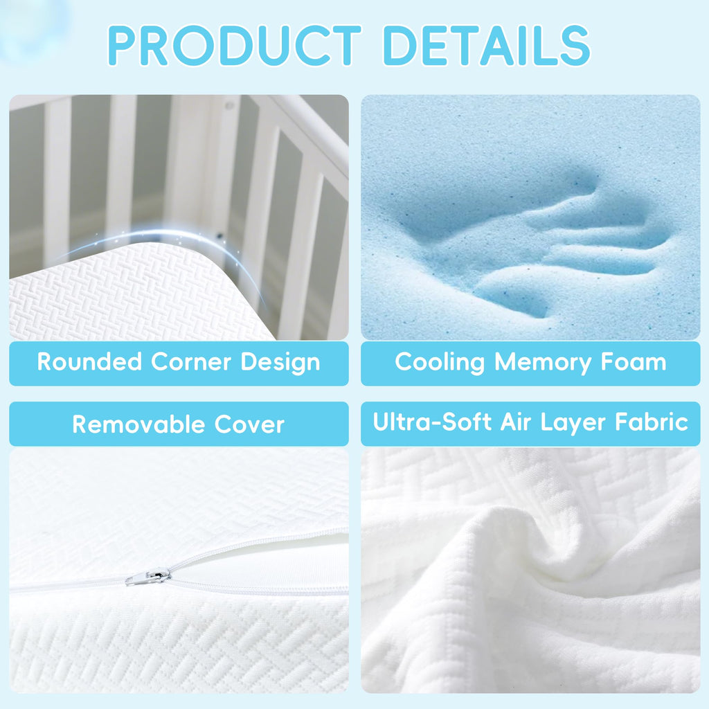 Tri-fold Portable Pack and Play Mattress with Waterproof Washable Cover E240226