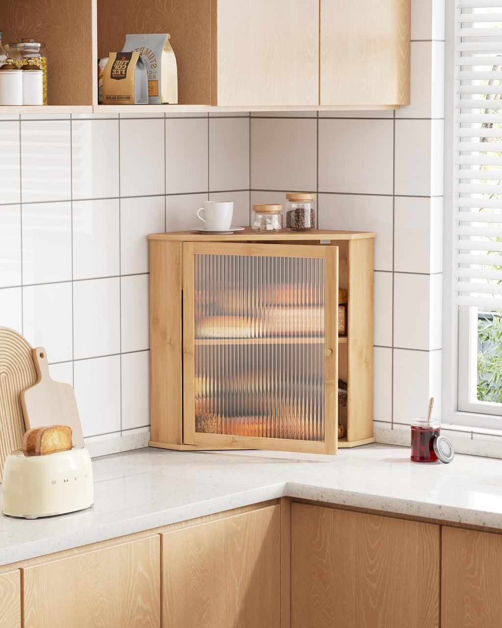 Wooden Corner Bread Box V3427
