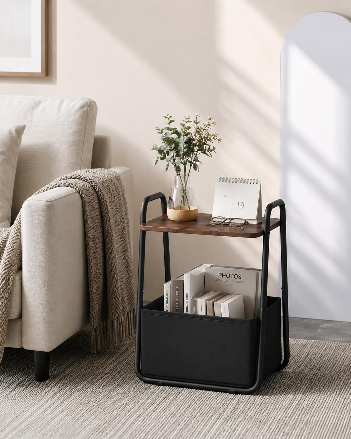 Small Storage Side Table with Metal Frame B769