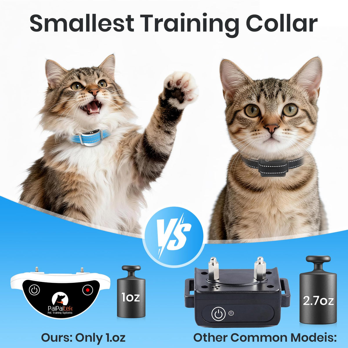Lightweight Cat Training Collar with Remote, 4 Modes, IP67 Waterproof, Rechargeable U7328