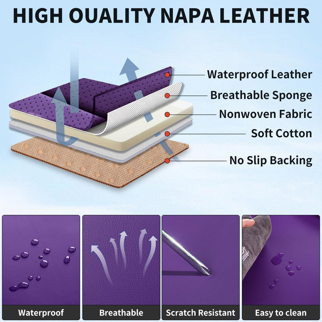 Purple Black Leather Car Seat Covers Full Set K891473