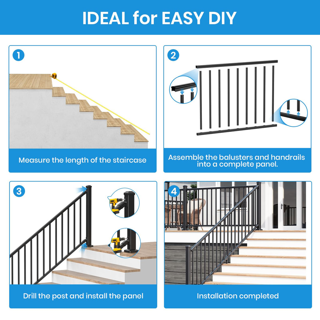 Black Aluminum Deck Railing Kit A17462