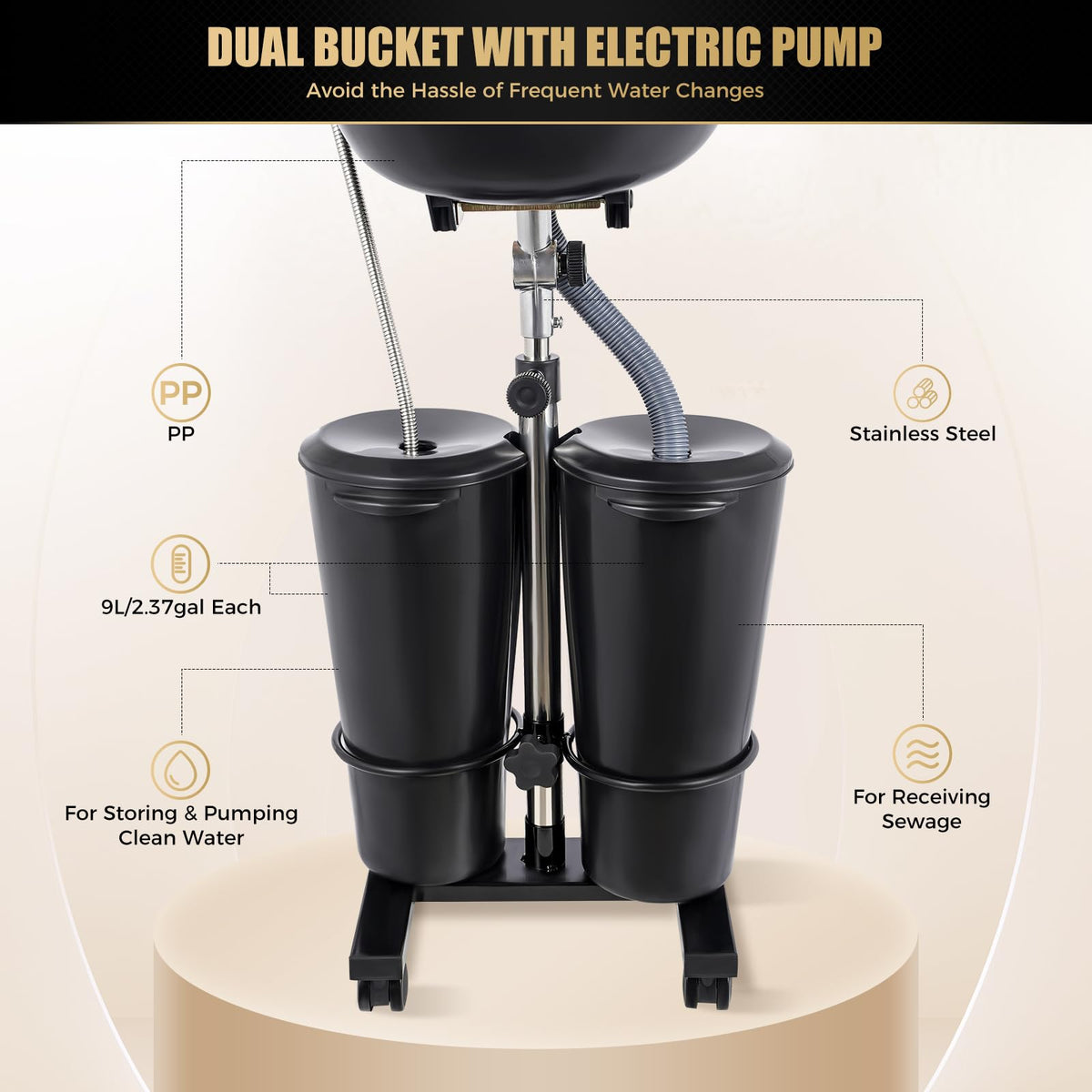 Portable Salon Shampoo Sink Basin with Electric Pump V9560