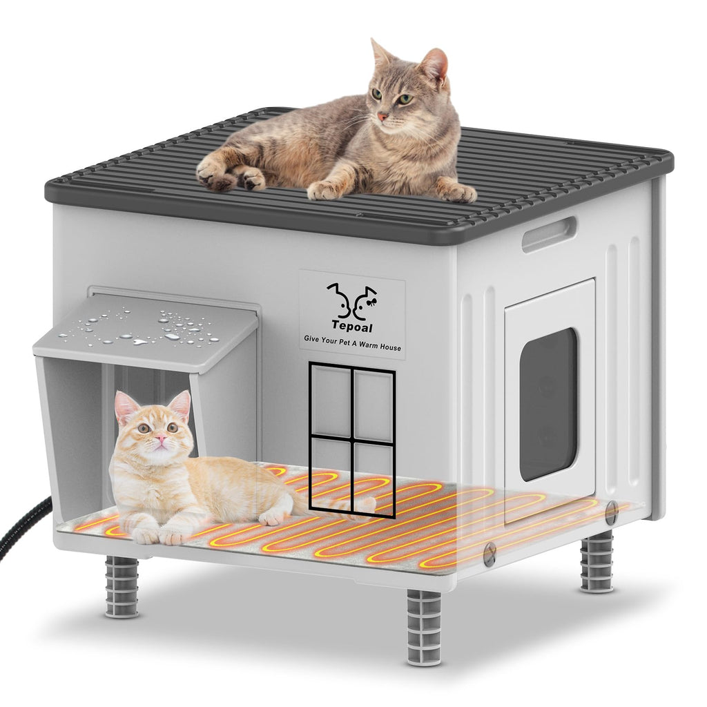 Heated Cat House with Safety Escape Doors and Heating Pads L4771