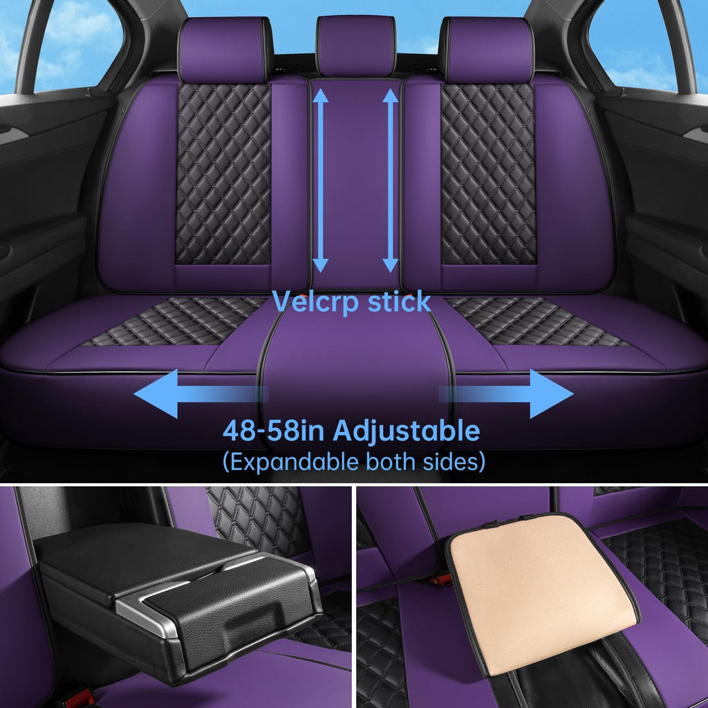 Purple Black Leather Car Seat Covers Full Set K891473