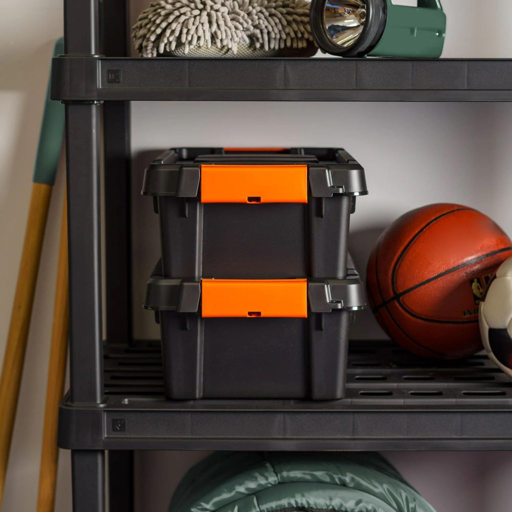 Heavy Duty Plastic Storage Bins with Lockable Lids, Black K478389