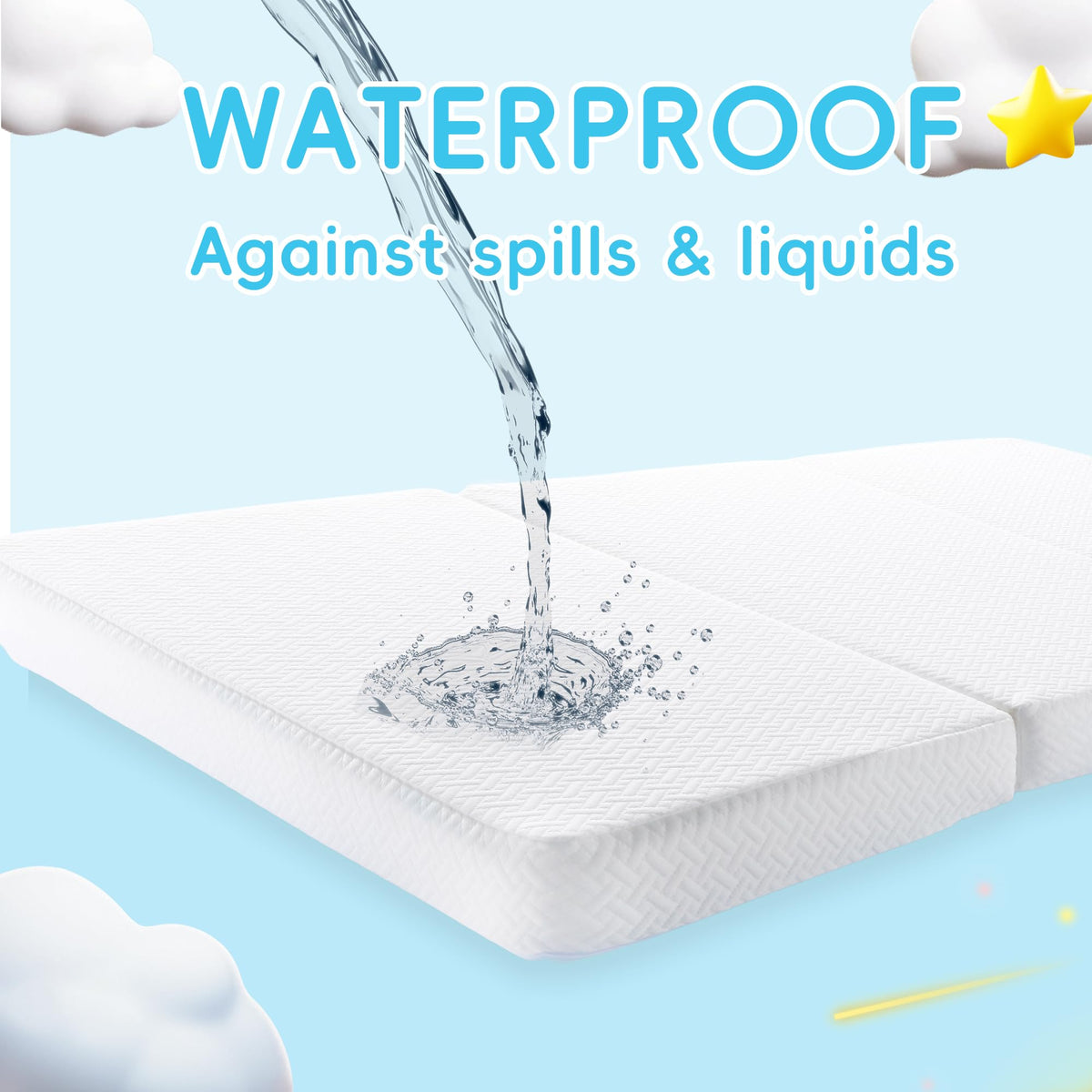 Tri-fold Portable Pack and Play Mattress with Waterproof Washable Cover E240226