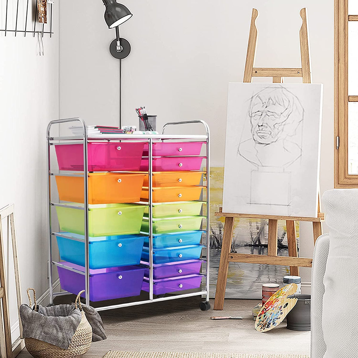 15 Drawer Rolling Storage Cart with Wheels O62083
