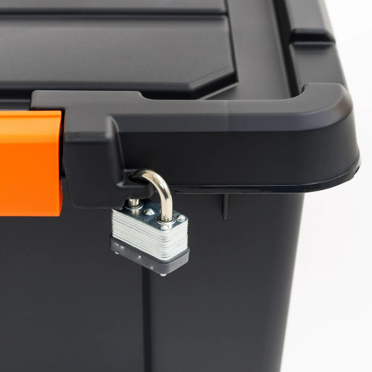 Heavy Duty Plastic Storage Bins with Lockable Lids, Black K478389